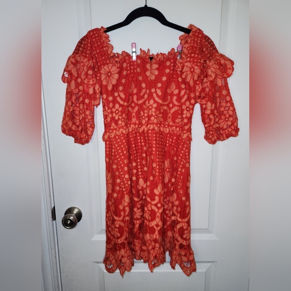 Parker Off The Shoulder Lace Dress Size 4 - Picture 2 of 14